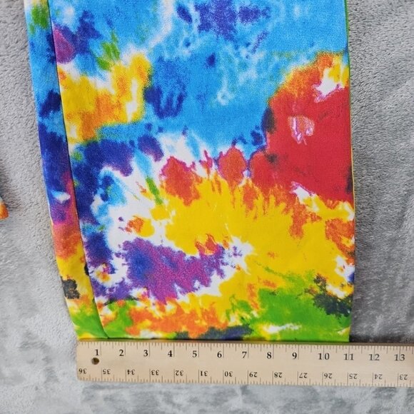 2BME Fashion Jeans Womens S High Rise Bell Bottom Flare Rainbow Tie Dye Boho - Picture 10 of 10